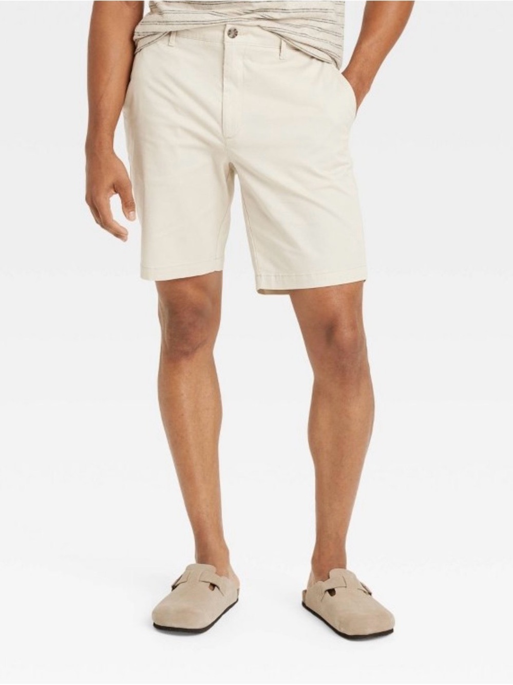 NWT Goodfellow & Co Every Wear Flat Front Cream Stretch Shorts Men’s 32
